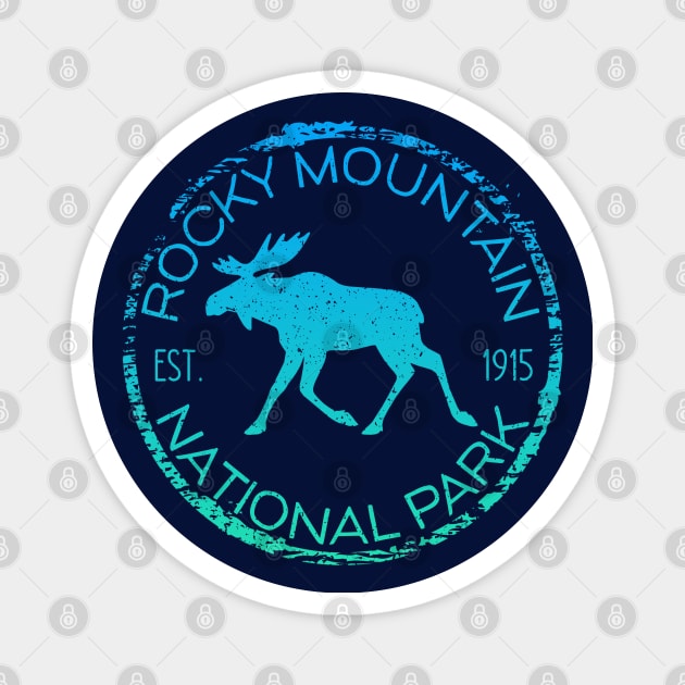 Rocky Mountain National Park Colorado Rustic Moose Design Souvenir Magnet by Pine Hill Goods